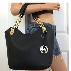 MICHAEL Michael Kors Lilly Tote Black Leather Shoulder Bag